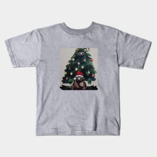 Sloth Christmas Tree Kids T-Shirt